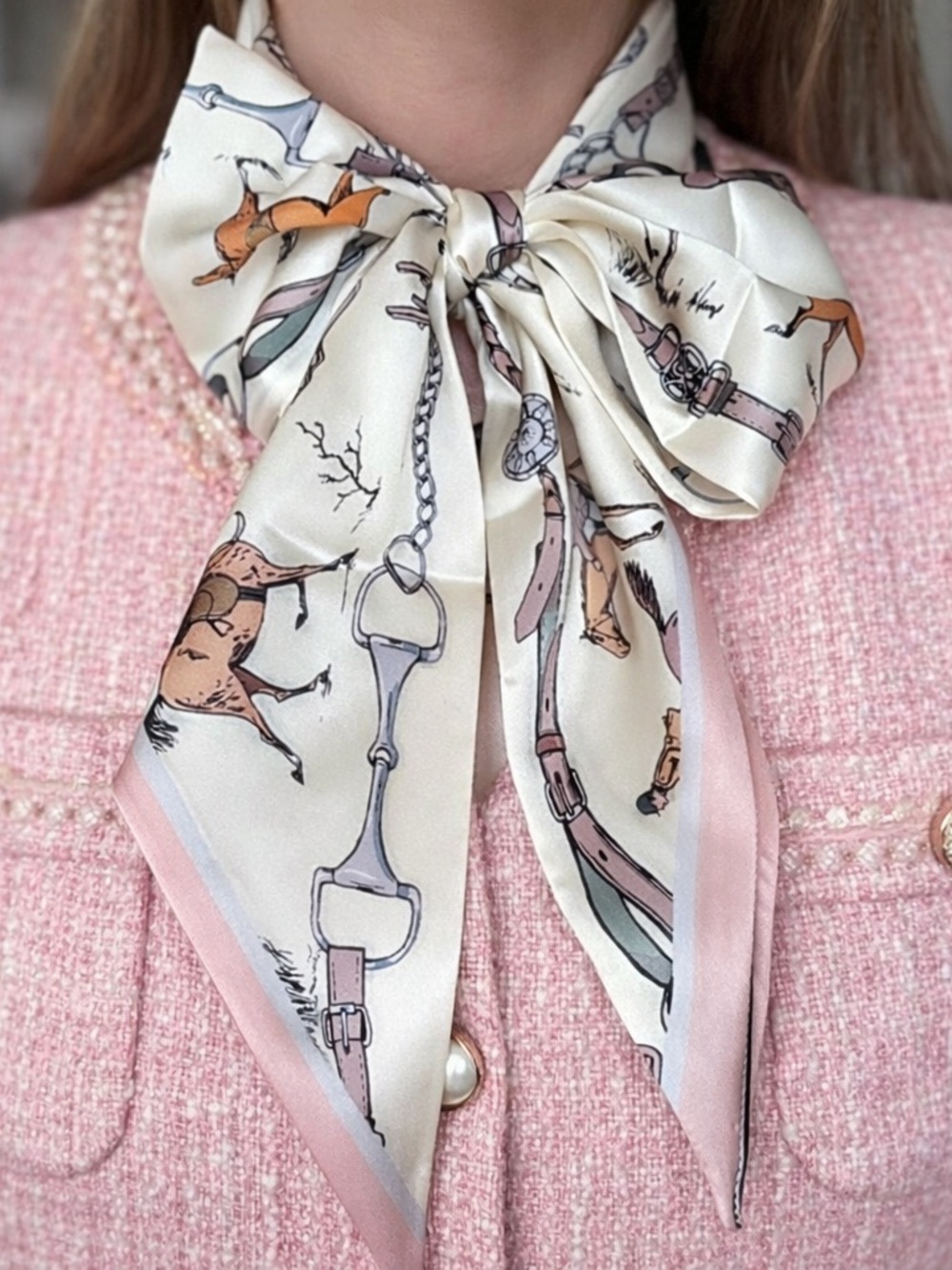 Classic Chic Equestrian Modern Western Print Statement Scarf